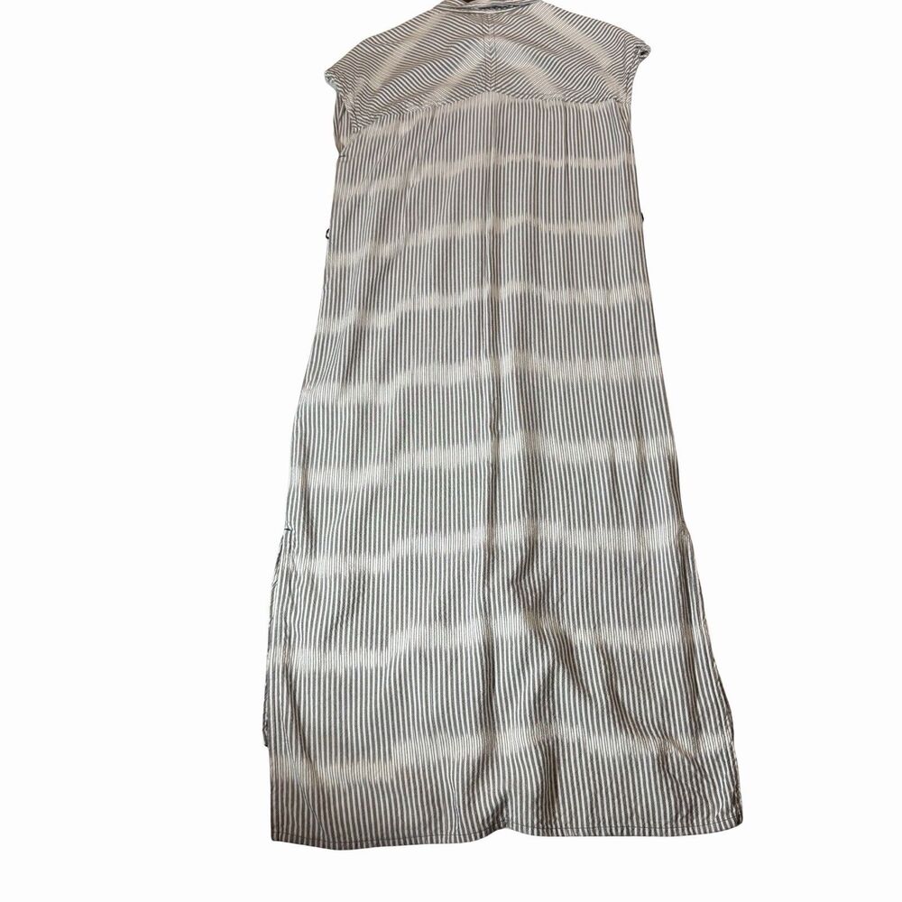 Kavu La Paz Dress Women's XS Gray White Striped Sleeveless Button Up Outdoors